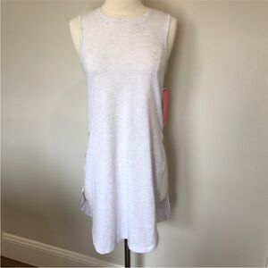 Betsey Johnson Performance Cotton Blend White Gray Striped Tunic